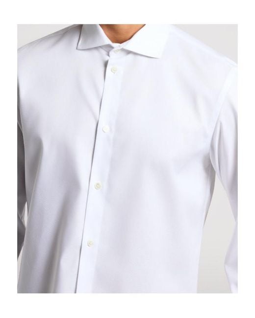 Peserico White Long-Sleeved Button-Up Shirt for men