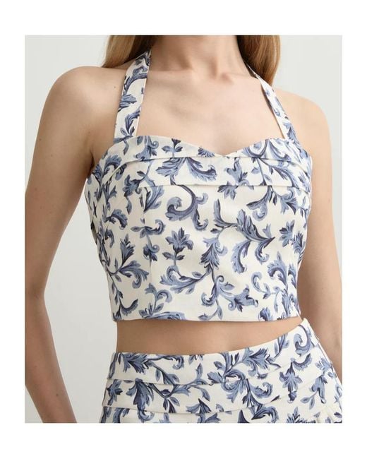 Posse White Rue Halterneck Baroque-Print Top