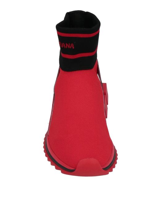Dolce & Gabbana Red Two-Tone Knitted Sock Sneakers