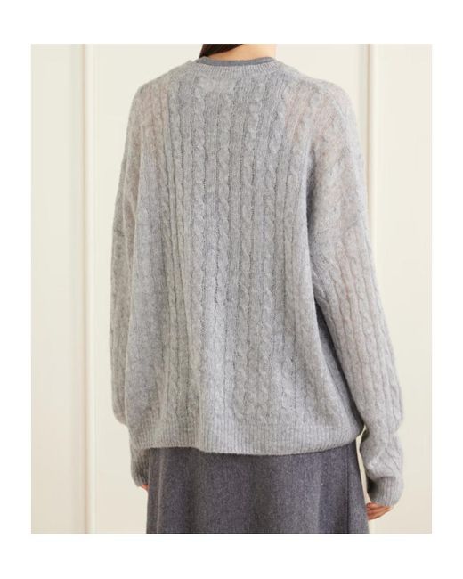 Lisa Yang Gray Long-Sleeved Crew Neck Sweater