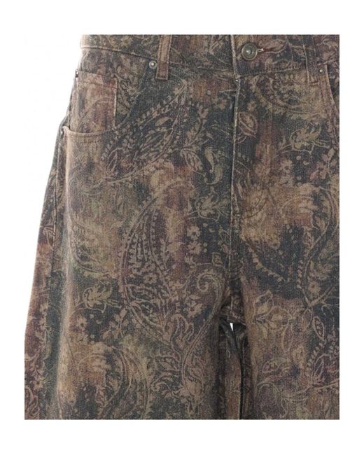 Liu Jo Brown Paisely Printed Wide Leg Trousers