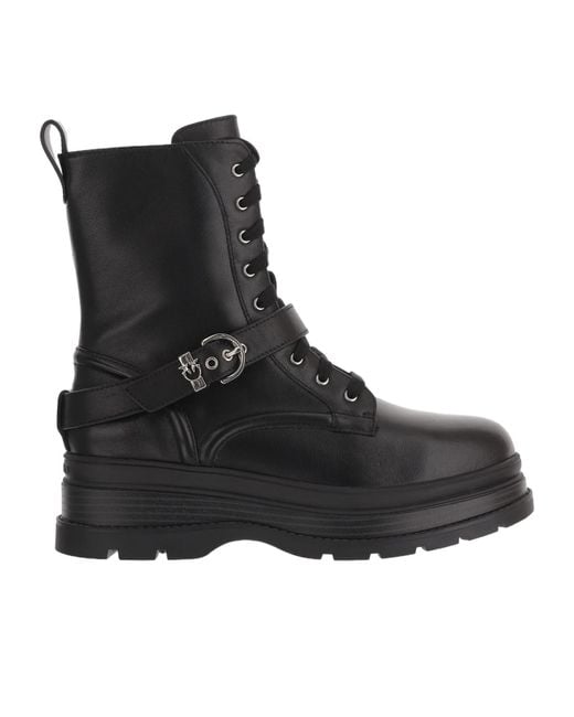 Pinko Black Buckled Lace-Up Boots