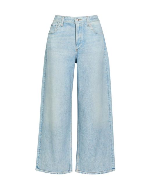 Rag & Bone Blue Denim-Print Cotton Trousers