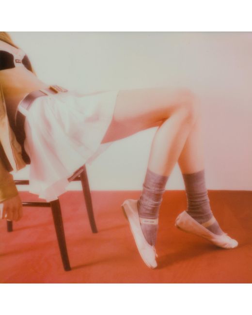 Miu Miu Pink Bow-Detailed Slip-On Satin Ballerina Shoes