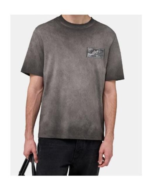 Amiri Gray Faded Logo-Patch Crewneck T-Shirt for men