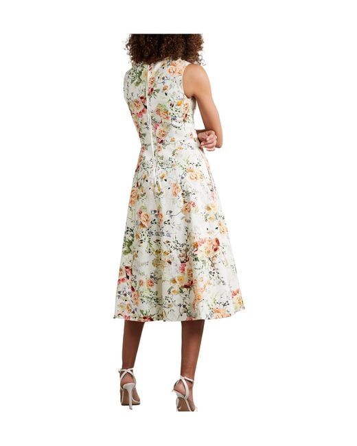 Adam Lippes White Floral-Print Cotton-Blend Twill Midi Dress
