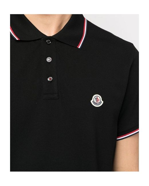 Moncler Black Short-Sleeved Polo Shirt for men