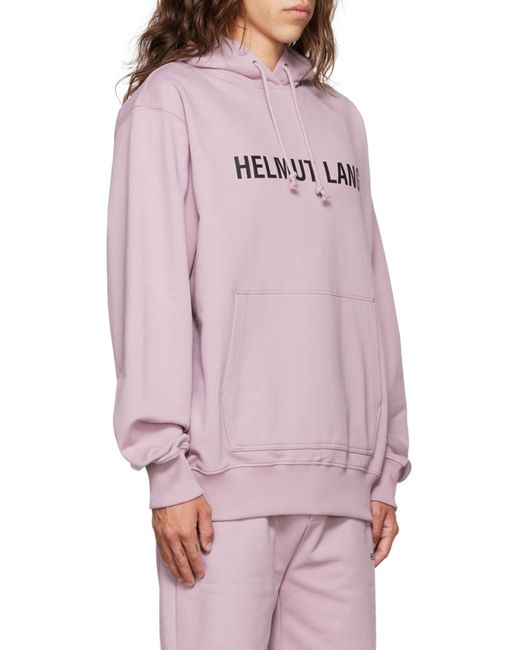 Helmut Lang Pink Logo-Print Cotton Hoodie for men