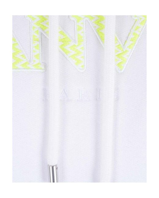 Lanvin White Logo Embroidered Drawstring Hoodie