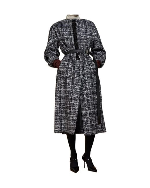 Max Mara Black Aceri Crewneck Coat