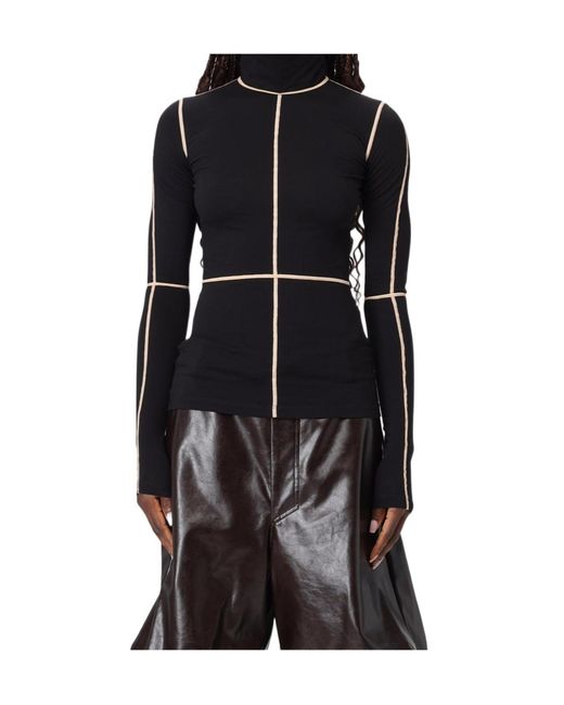 MM6 by Maison Margiela Black Contrast Stitch Knitted Jumper