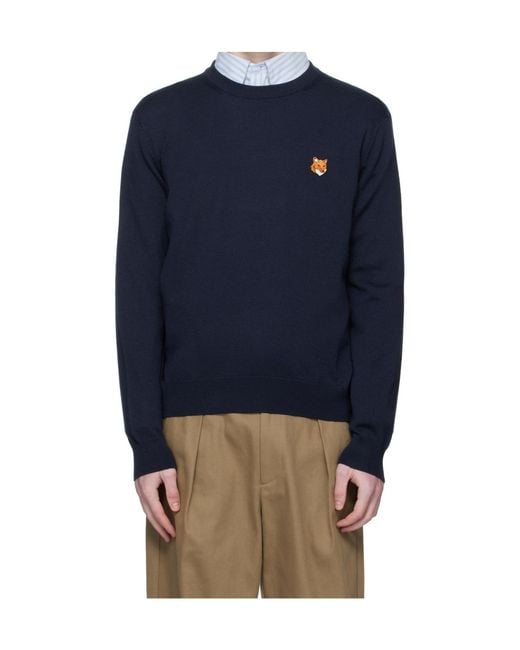 Maison Kitsuné Black Maison Kitsuné Fox Head Regular Jumper for men