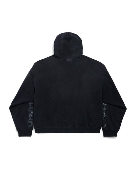 Balenciaga Blue Logo Embroidered Hoodie for men