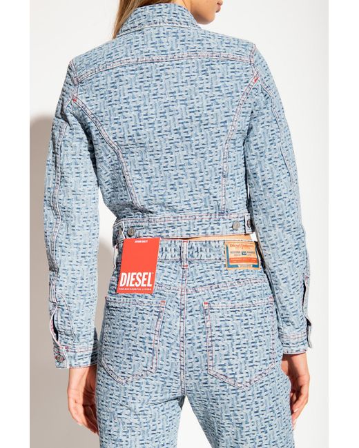 DIESEL Blue Cropped Patterned Denim Jacket