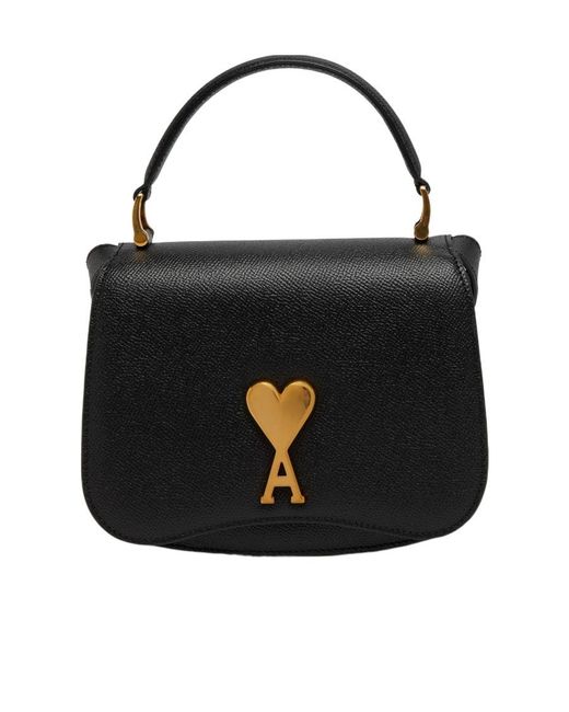 ハンドバッグ AMI PARIS Leather shoulder bag with logo monogram AMI Paris Paris Paris Shoulder Bag | Black | FARFETCH