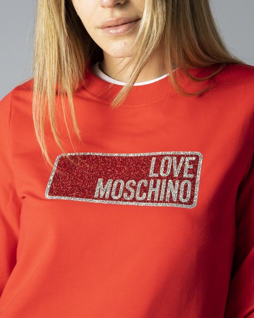 Moschino Red Round-Necked Logo Sweater