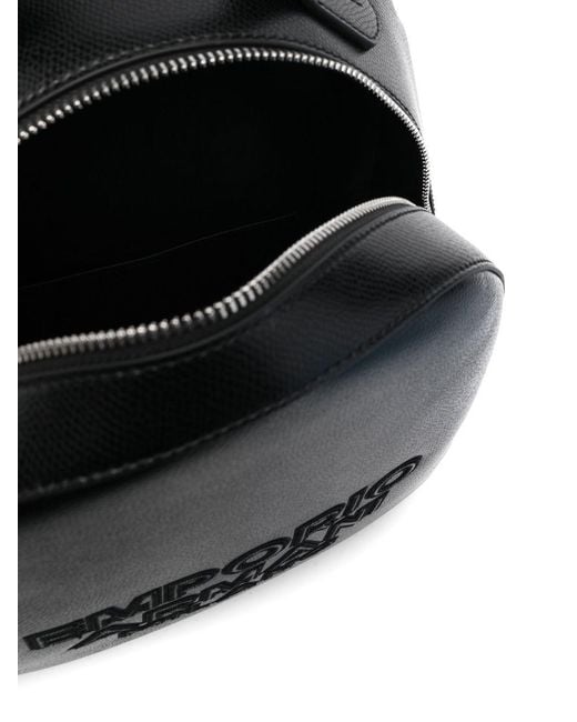Emporio Armani Black Embroidered Logo Backpack