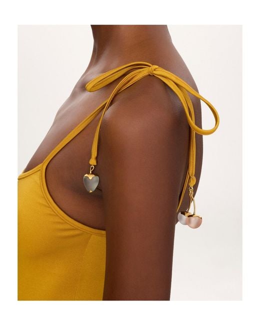 Chloé Yellow Chloé Knotted One-Piece Swimsuit