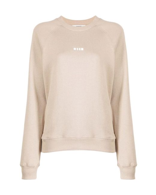MSGM Natural Logo-Print Sweater