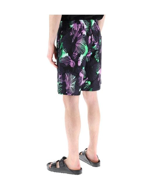 MSGM Blue Graphic Printed Bermuda Shorts for men