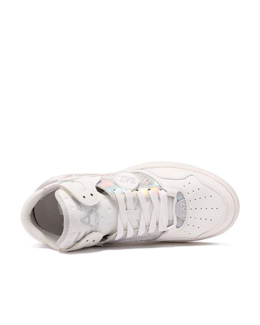 EA7 Natural Iridescent-Effect High-Top Sneakers for men