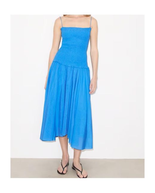 Tory Burch Blue Smocked Long Dress