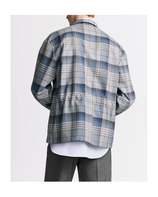 Dior Blue Homme Checked Zipped Shirt for men