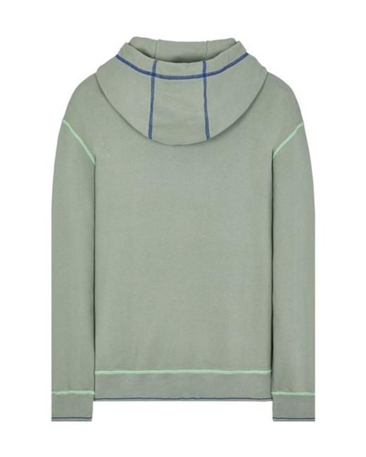 Stone Island Green Logo-Embroidered Cotton Hoodie for men