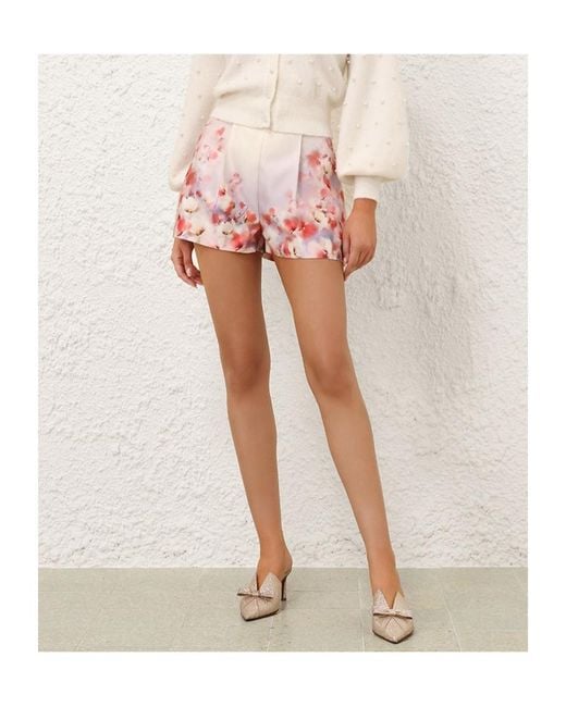 Zimmermann Red Crush Flat Front Shorts