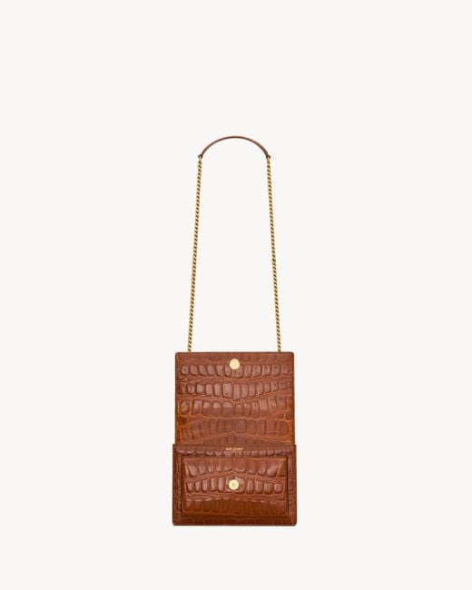 Saint Laurent White Sunset Embossed Small Shoulder Bag