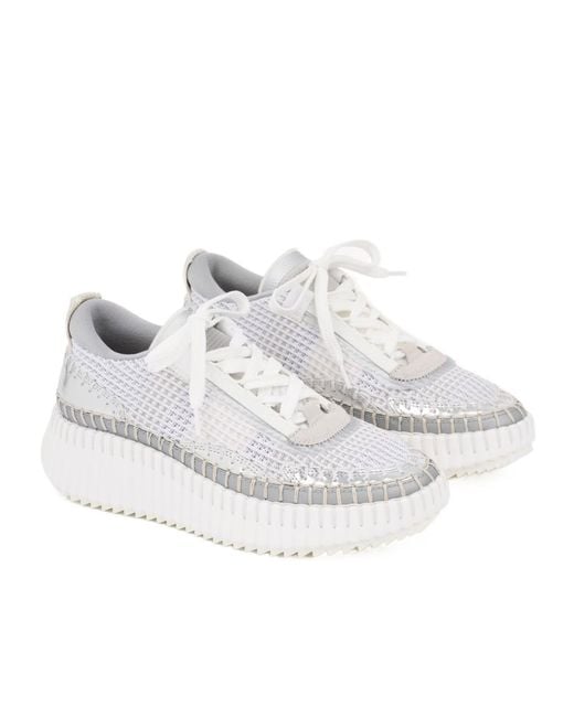 Chloé White Chloé Nama Lace-Up Sneakers