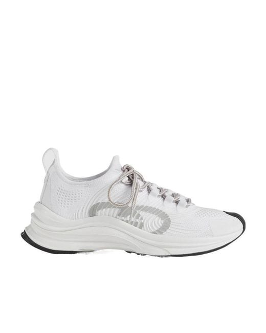 Gucci White Run Lace-Up Sneakers