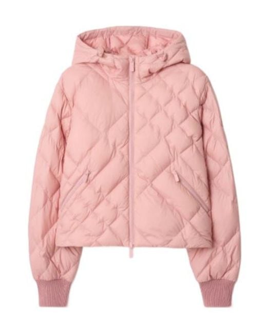 Burberry Pink Hooded Quilted Down Jacket