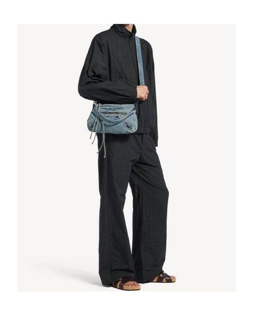 Balenciaga Blue Tailored Checkered Zip-Up Jacket for men