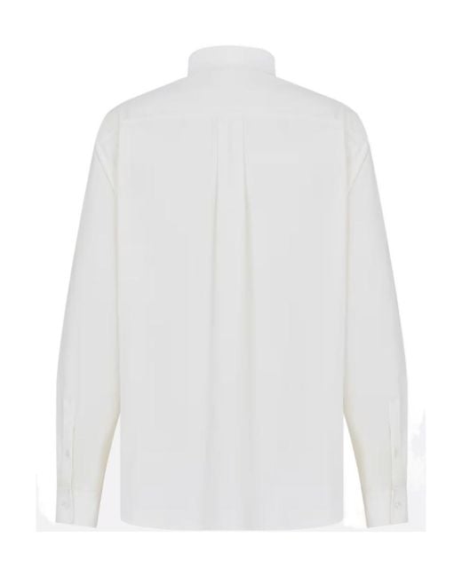 Dior White Logo Embroidered Long-Sleeved Shirt for men