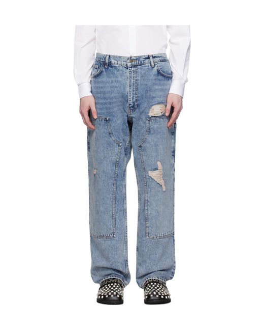 Moschino Blue Denim Trousers With Belt Loops for men