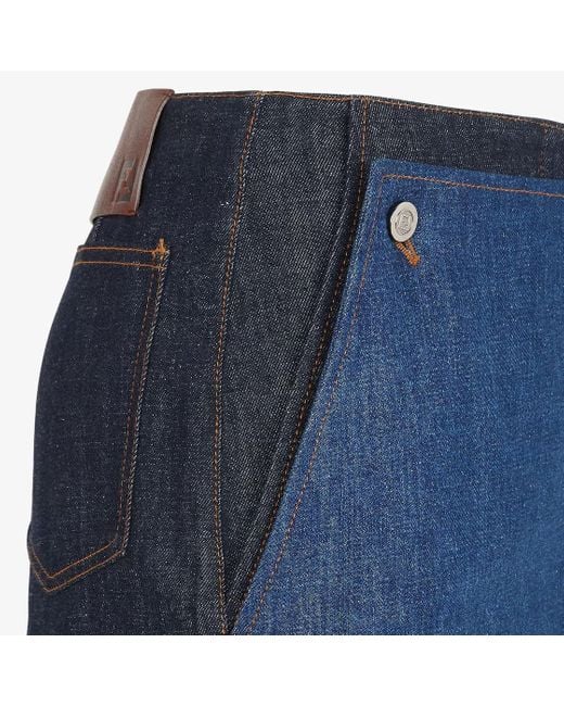 Fendi Blue Denim Panelled Logo Patch Shorts