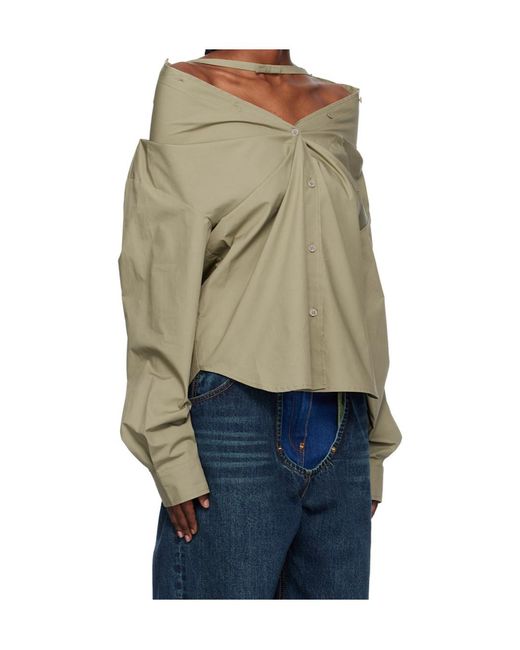 Pushbutton Blue Long-Sleeved Shirt