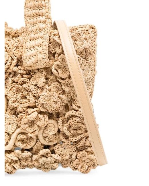 Chloé Natural Summer Banana Floral-Crochet Raffia Tote Bag