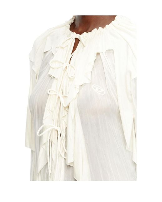 DIESEL White C-Lassy Ruffled Blouse