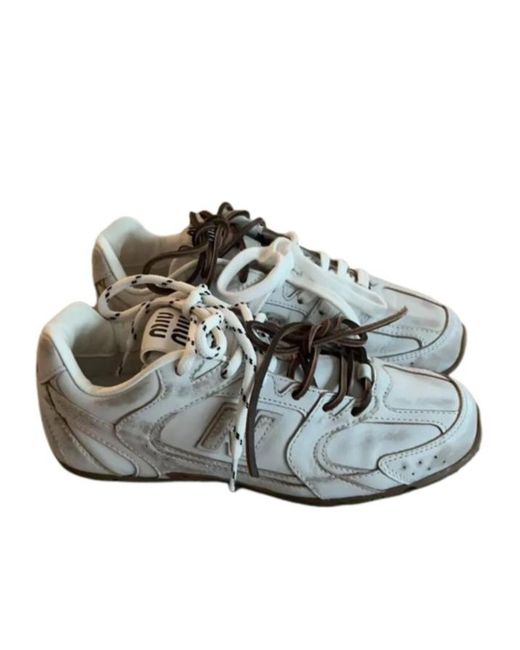 Miu Miu White X New Balance 530 Sl Lace-Up Sneakers