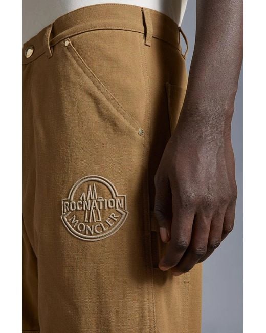 Moncler Green Cotton Canvas Trousers for men