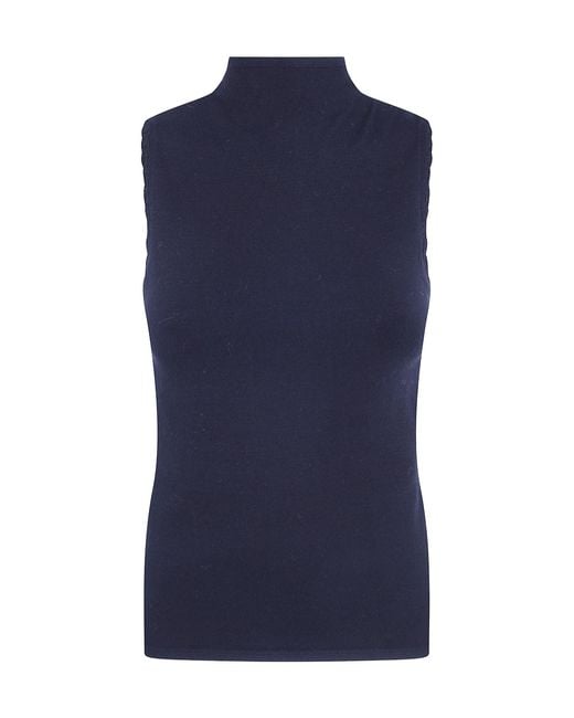 Twinset Blue Crochet-Detail Knit Top