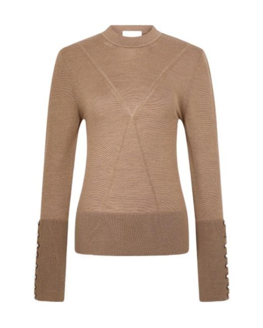 Rabanne Brown Button-Cuff Long-Sleeve T-Shirt