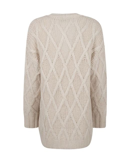 Fabiana Filippi White V-Neck Long-Sleeved Sweater