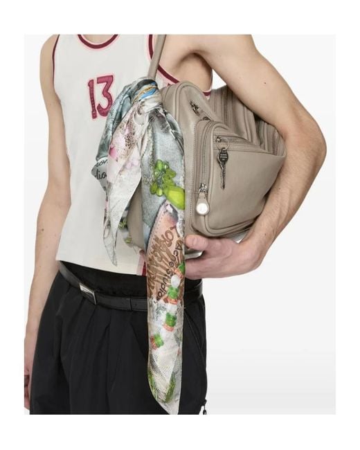 Acne White Patchwork Pearl Scarf for men