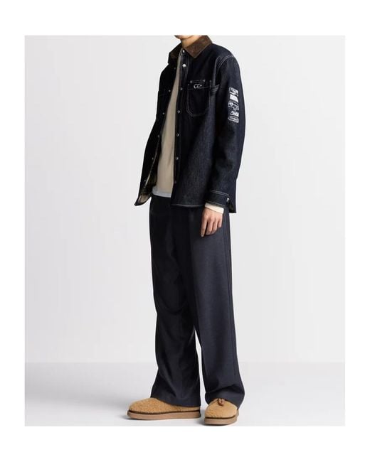 Dior Blue Homme Collared Button-Up Denim Shirt for men
