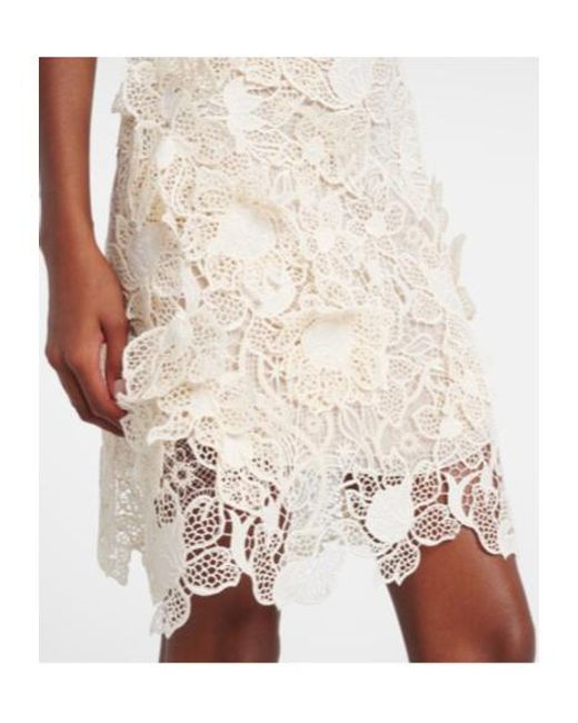 Oscar de la Renta Natural Floral Lace Minidress
