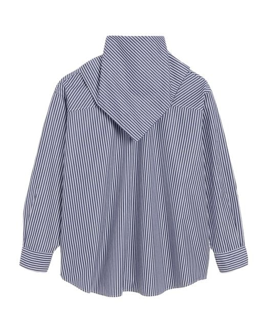 AMI Blue Striped-Pattern Bandana-Collar Shirt for men