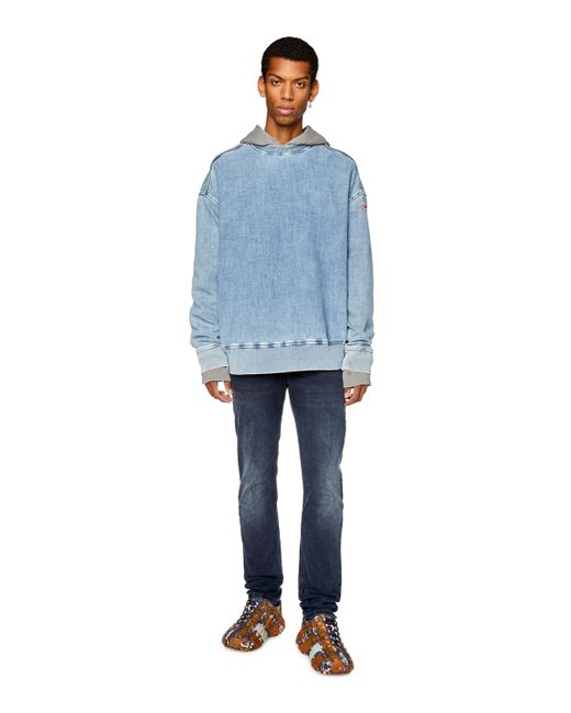 DIESEL Blue Logo Patch Low-Rise Jeans for men